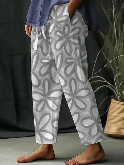 Amanda | Pantalón floral botánico con caída fluida y estilo casual