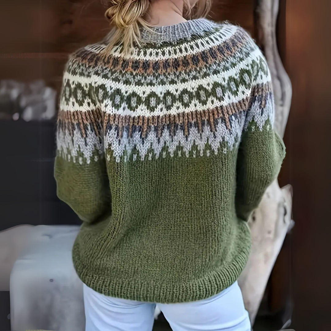 Nadia | Suéter Verde Elegante con Estampado