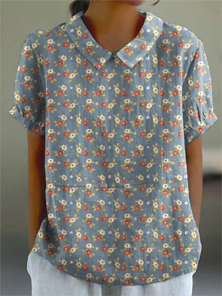 Verónica | Camisa de mujer con estampado floral retro