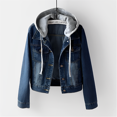 Layla | Chaqueta de jeans de manga larga con capucha desmontable
