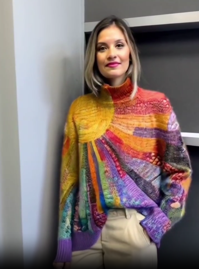 Emilia | Suéter de Cuello Alto con Colores Vibrantes