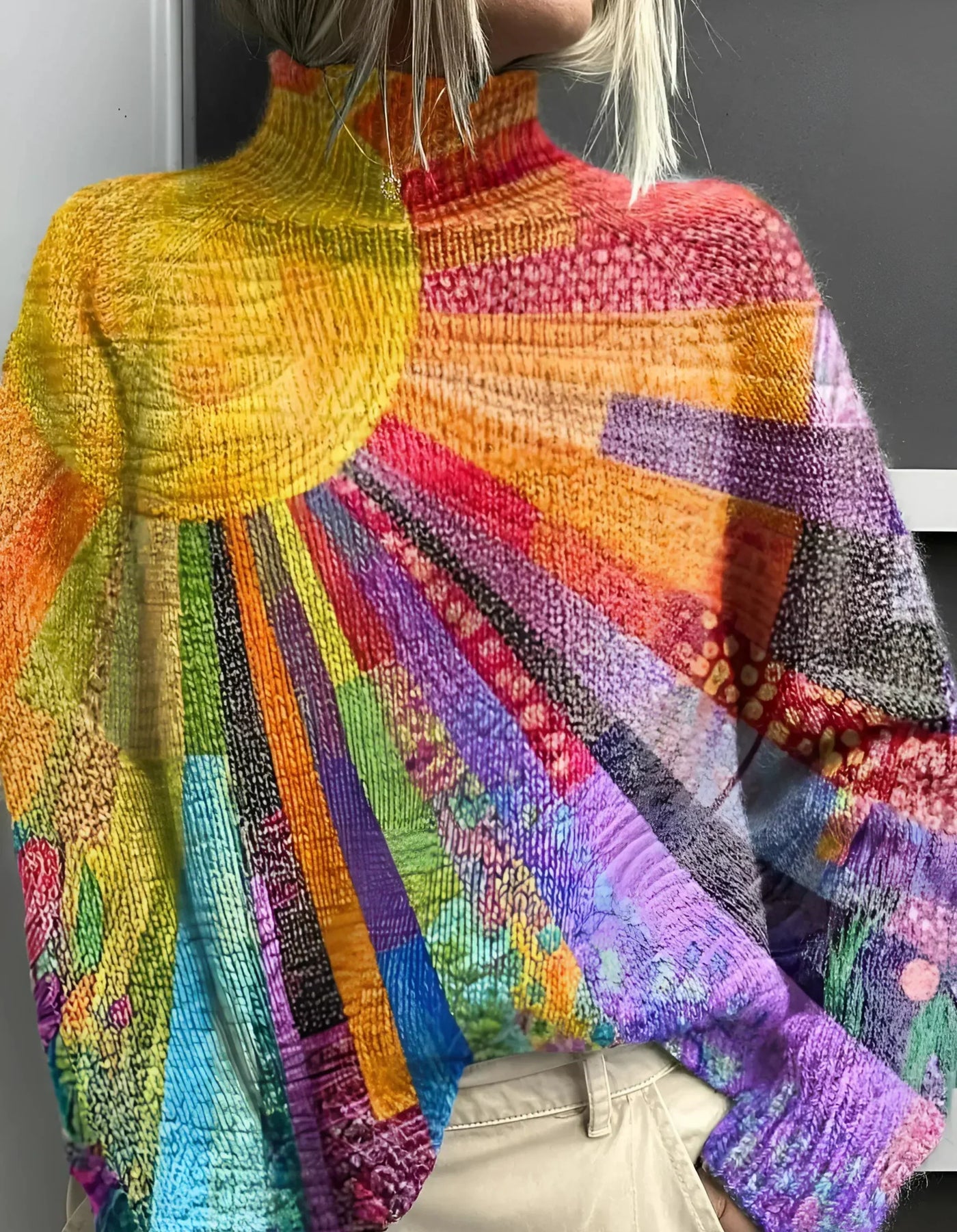 Emilia | Suéter de Cuello Alto con Colores Vibrantes