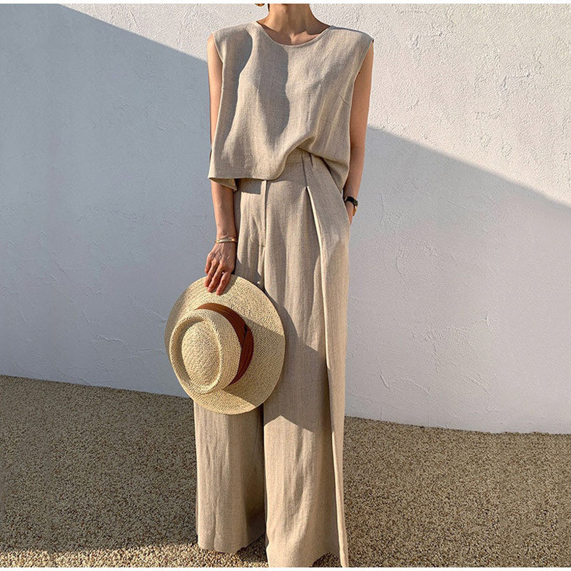 Brisa | Pantalón de pata ancha y blusa de lino Rosalind: Elegancia y Comodidad en Cada Paso
