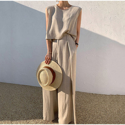 Brisa | Pantalón de pata ancha y blusa de lino Rosalind: Elegancia y Comodidad en Cada Paso