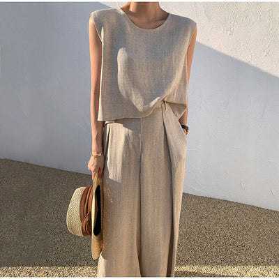 Brisa | Pantalón de pata ancha y blusa de lino Rosalind: Elegancia y Comodidad en Cada Paso
