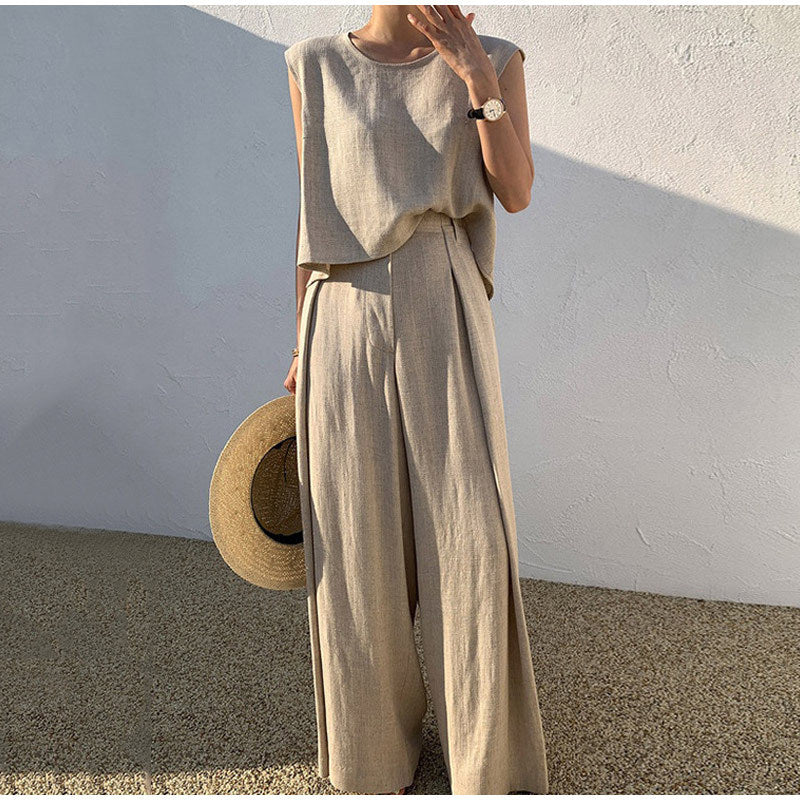 Brisa | Pantalón de pata ancha y blusa de lino Rosalind: Elegancia y Comodidad en Cada Paso
