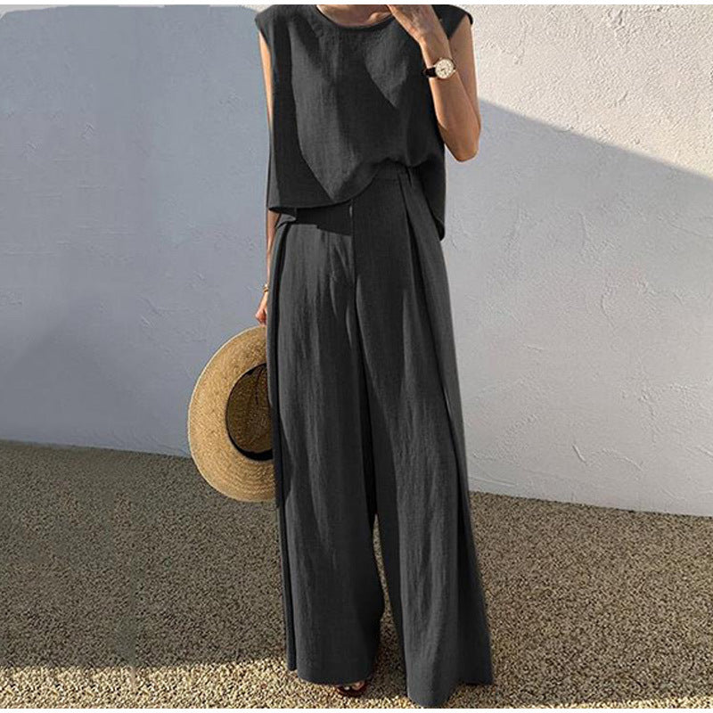 Brisa | Pantalón de pata ancha y blusa de lino Rosalind: Elegancia y Comodidad en Cada Paso