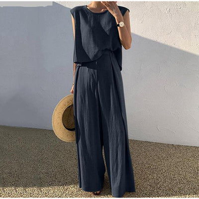 Brisa | Pantalón de pata ancha y blusa de lino Rosalind: Elegancia y Comodidad en Cada Paso
