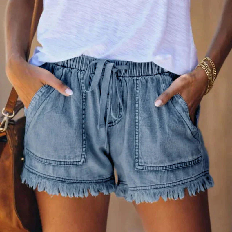 Shorts de mezclilla de cintura alta LAURA® - Estilo y Confort para tu Verano