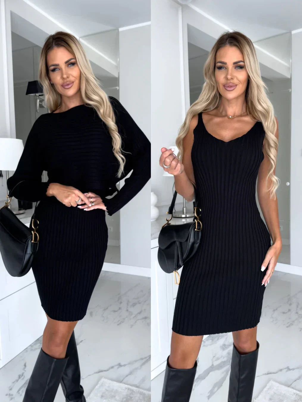 Ariadna | El vestido sin mangas perfecto complementado con un jersey a juego