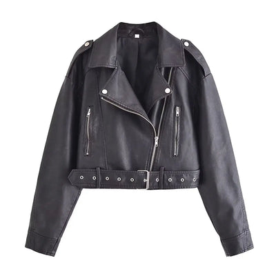Maya | Chaqueta de cuero vintage elegante