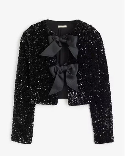 Aria | Elegante chaqueta de lentejuelas con lazo para un look sexy en invierno