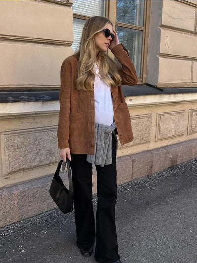 Isabella | Chaqueta marrón elegante para mujer