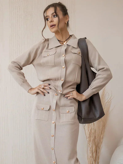 Inés | Conjunto Chic Kasandra: Blazer y Falda de Punto Elegante para Mujer