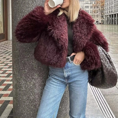 Lilyan | Chaqueta de piel cálida con cuello en v para mujer
