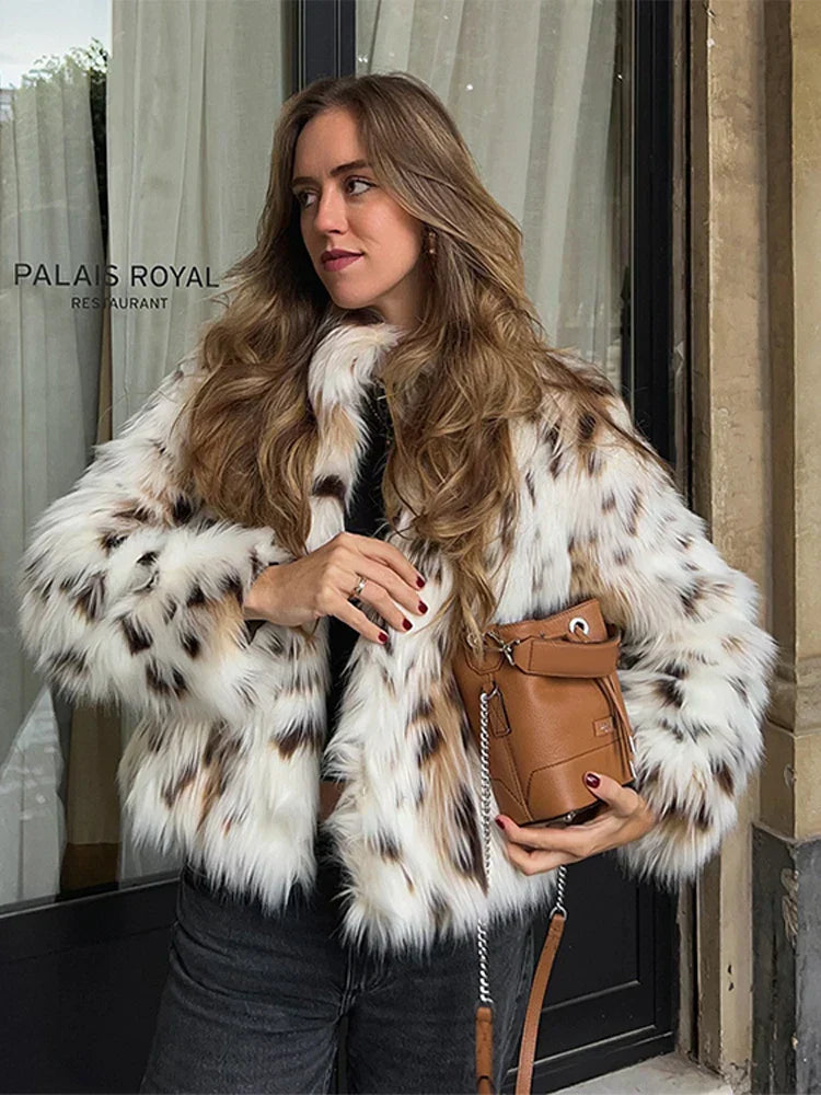 Charlotte | Chaqueta de piel sintética vintage con estampado de leopardo