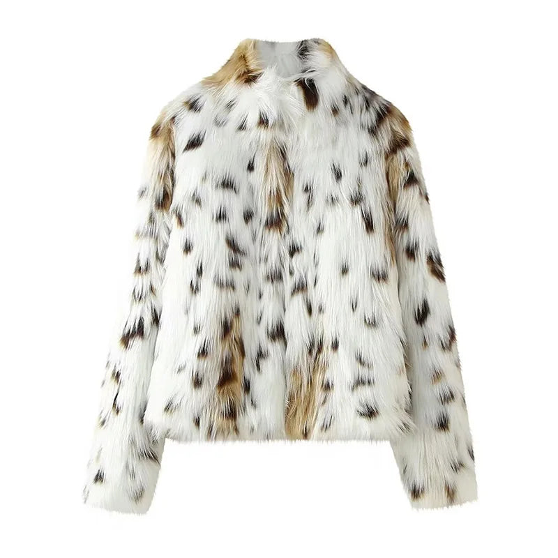 Charlotte | Chaqueta de piel sintética vintage con estampado de leopardo