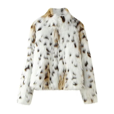 Charlotte | Chaqueta de piel sintética vintage con estampado de leopardo