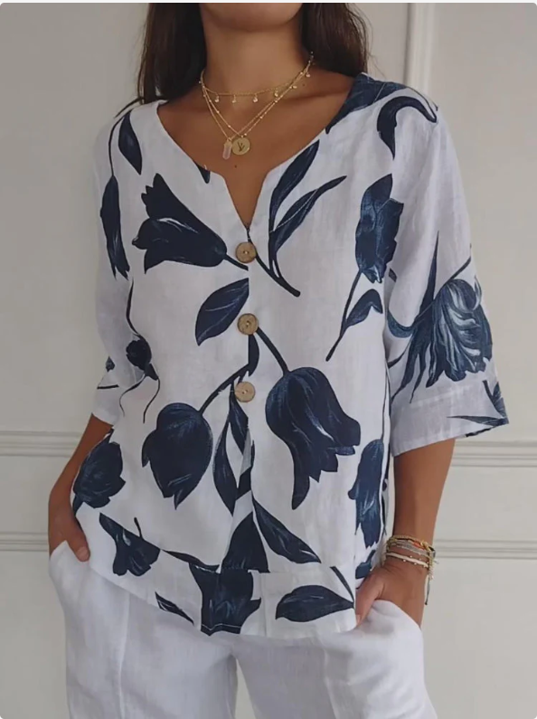 Estefanía | Túnica con cuello en V y estampado
