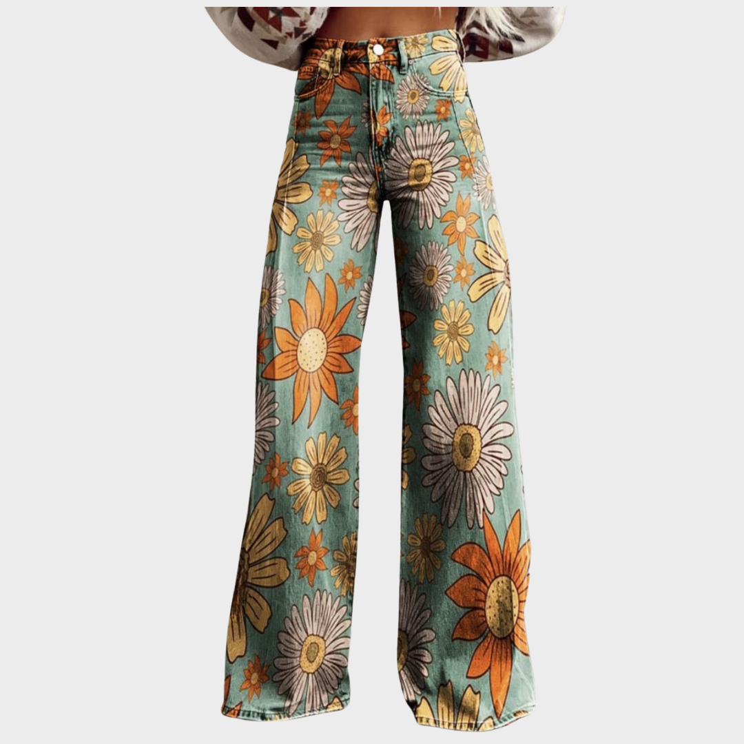 Elina | Pantalón amplio con estampado floral de inspiración vintage
