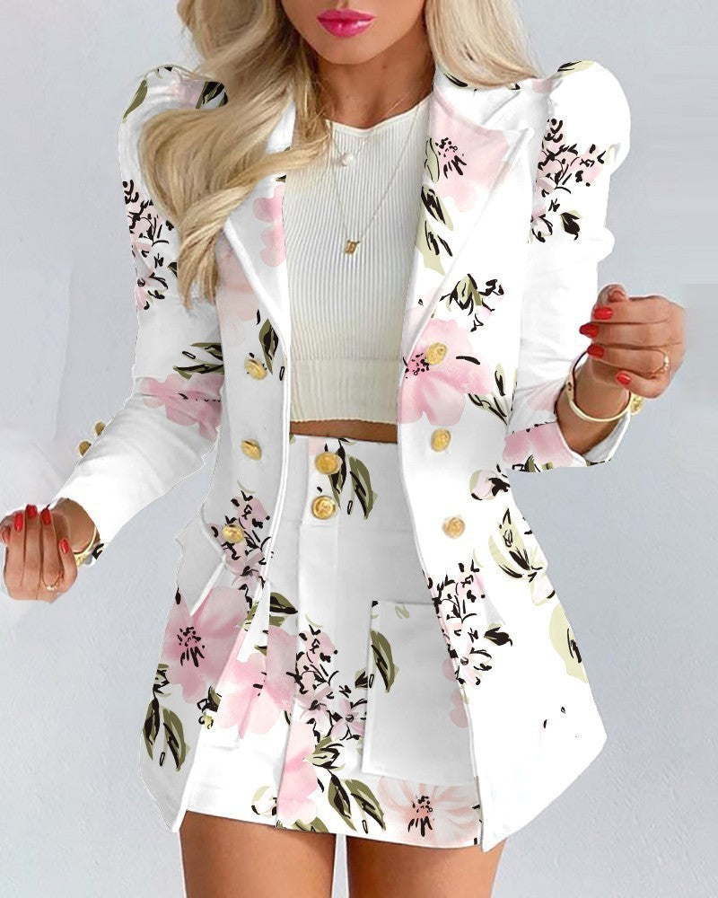 Kiara | Elegante conjunto de minifalda y blazer en vibrantes colores para women