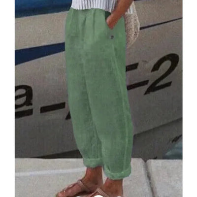 Aldana | Pantalón casual de lino con estampado artístico