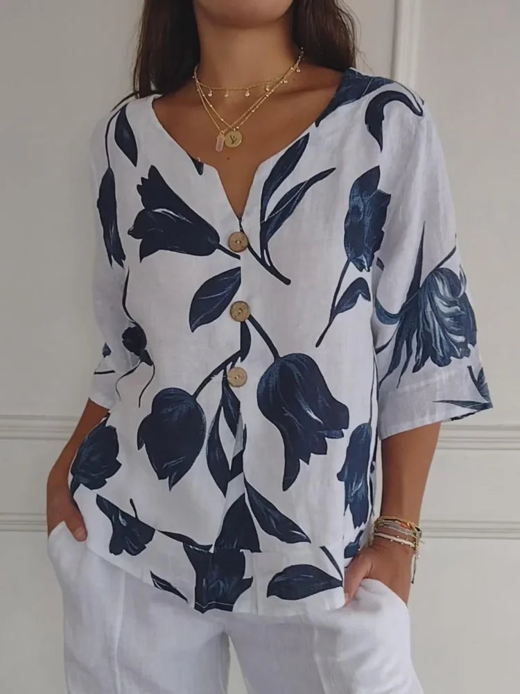 Belén | Túnica estampada con cuello en V