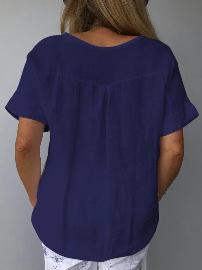 Manuela | Camisa casual de algodón de color puro para mujer