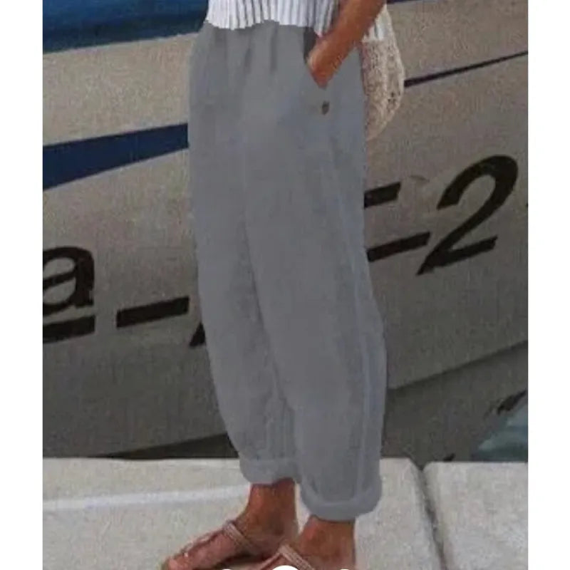 Aldana | Pantalón casual de lino con estampado artístico