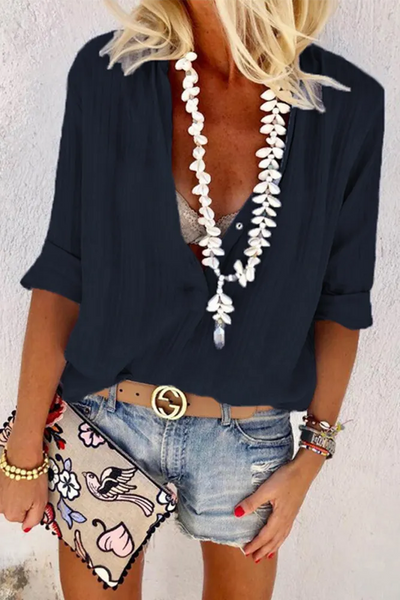 Mireya | Tops con cuello en V y botones a rayas de Street