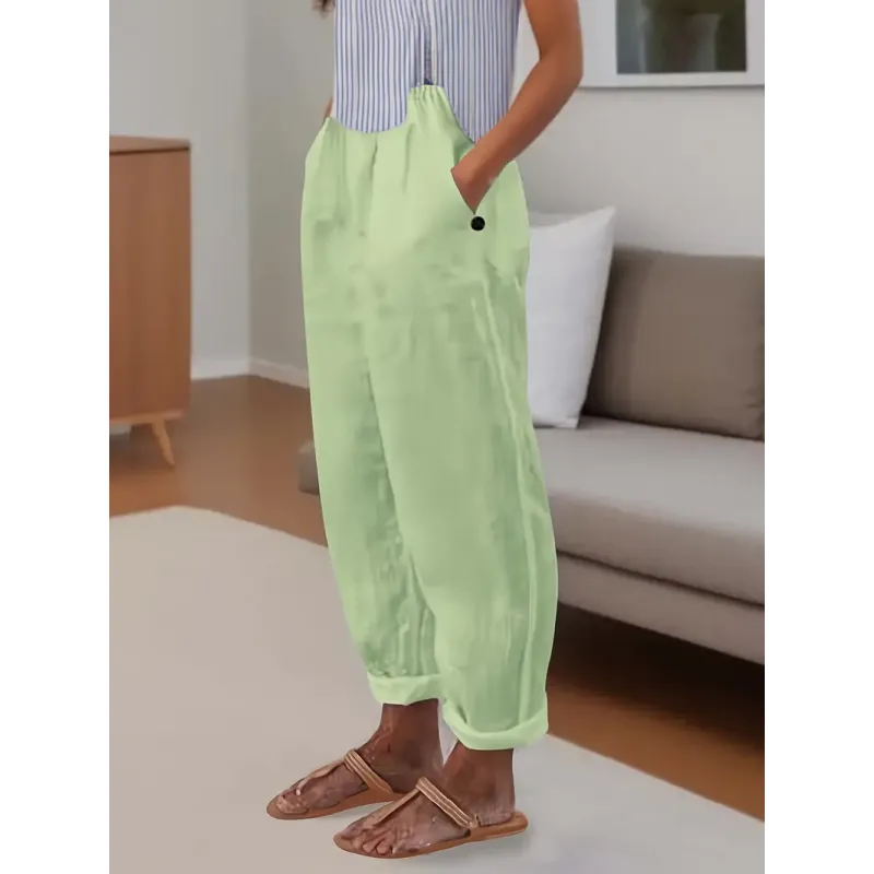 Aldana | Pantalón casual de lino con estampado artístico