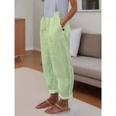Aldana | Pantalón casual de lino con estampado artístico