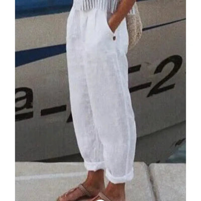 Aldana | Pantalón casual de lino con estampado artístico