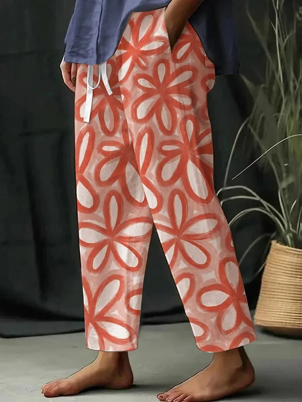 Amanda | Pantalón floral botánico con caída fluida y estilo casual