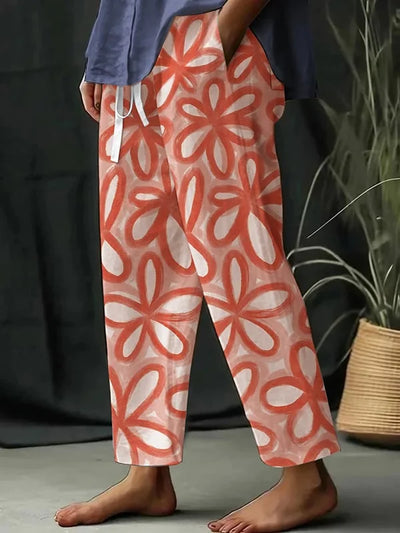 Amanda | Pantalón floral botánico con caída fluida y estilo casual