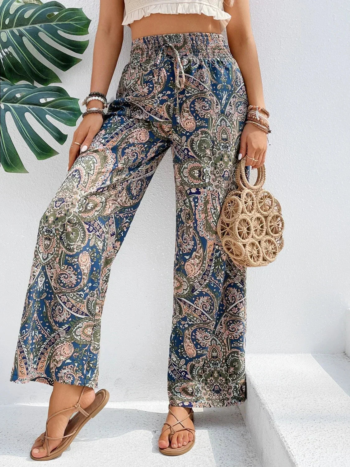 Kiara | Pantalones anchos con estampado moderno y caída fluida