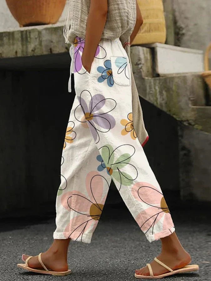 Martina | Pantalón floral con caída amplia para mujeres elegantes