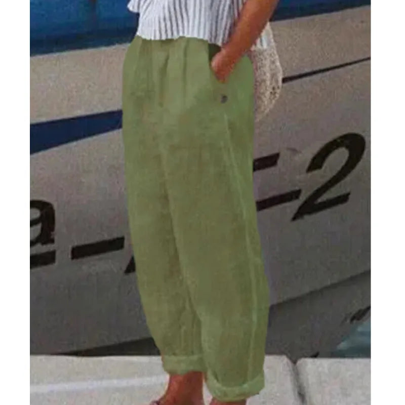 Aldana | Pantalón casual de lino con estampado artístico