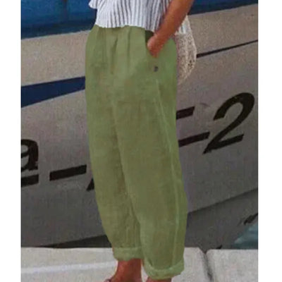 Aldana | Pantalón casual de lino con estampado artístico