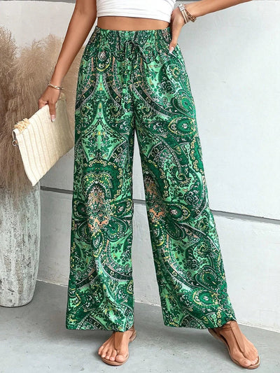 Kiara | Pantalones anchos con estampado moderno y caída fluida
