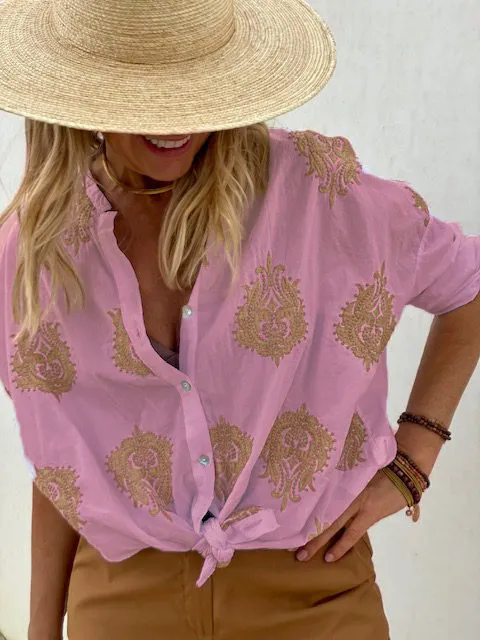 Nuria | Camisa de manga larga con estampado de colores vintage