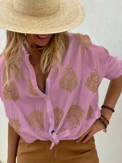 Nuria | Camisa de manga larga con estampado de colores vintage