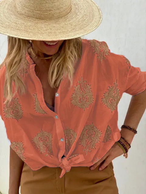 Nuria | Camisa de manga larga con estampado de colores vintage