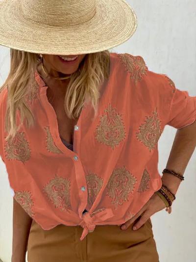 Nuria | Camisa de manga larga con estampado de colores vintage