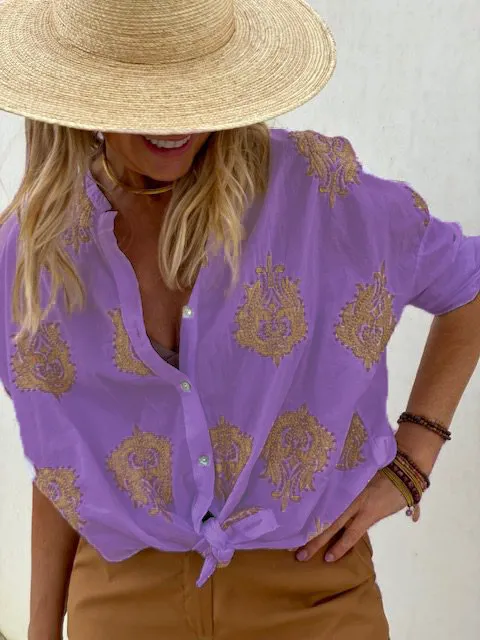 Nuria | Camisa de manga larga con estampado de colores vintage
