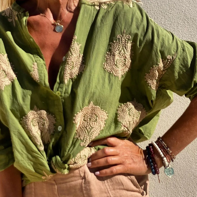 Nuria | Camisa de manga larga con estampado de colores vintage
