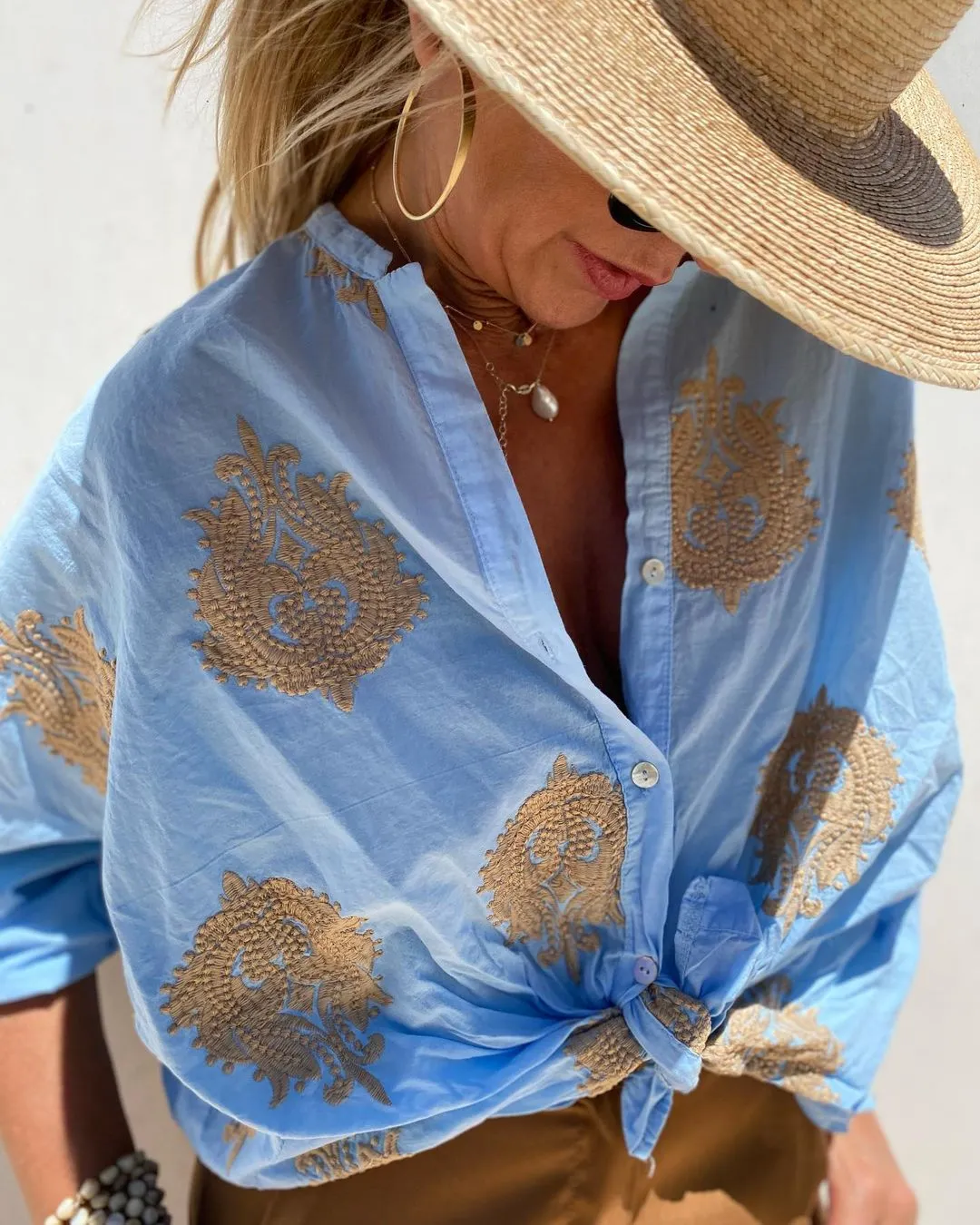 Nuria | Camisa de manga larga con estampado de colores vintage