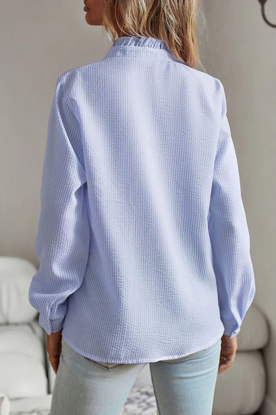 Clarisa | Camisa azul estampada de manga larga