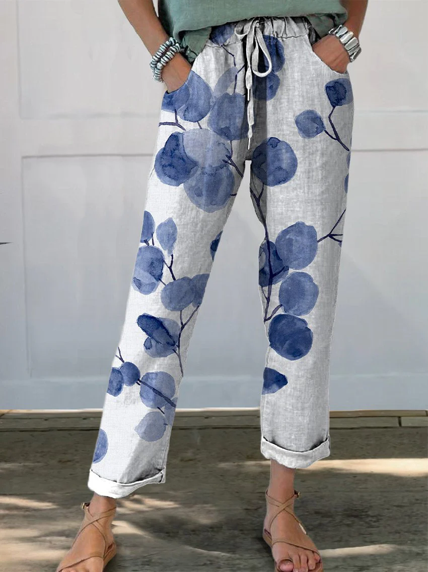 Aina | Pantalón botánico de lino con toque retro