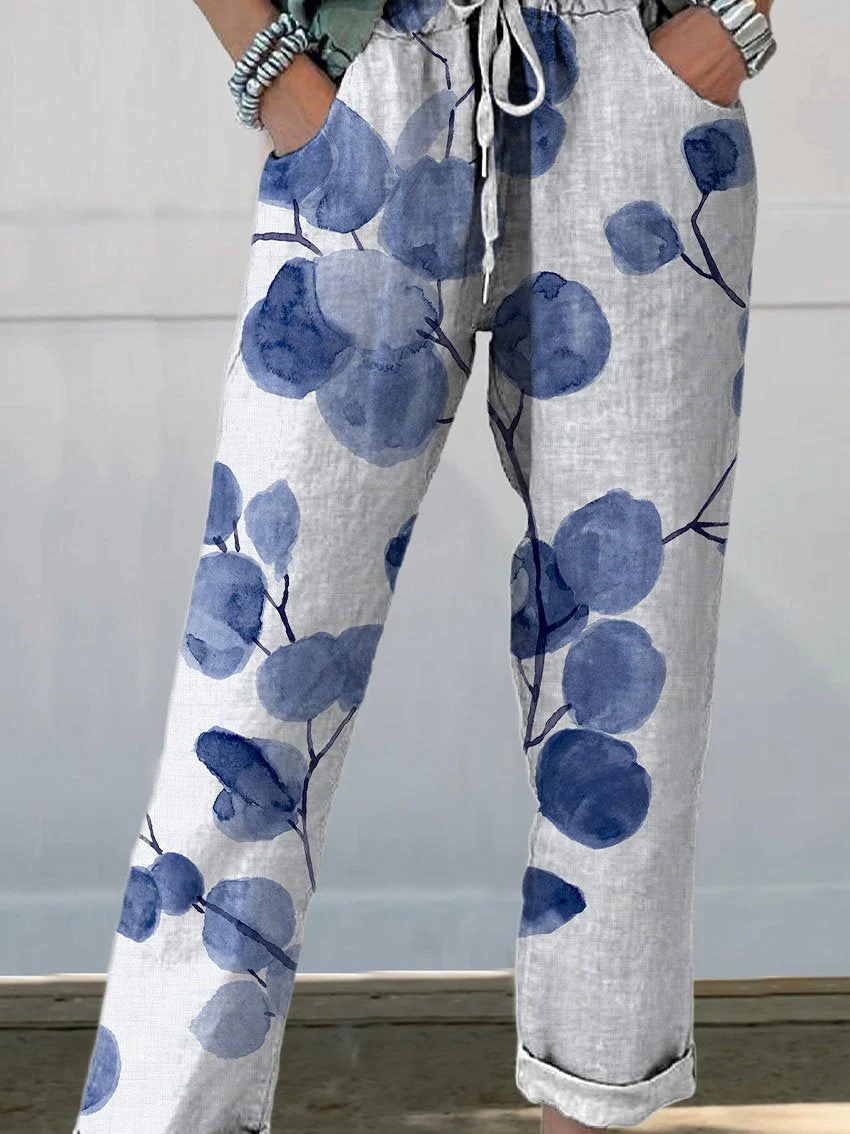 Aina | Pantalón botánico de lino con toque retro